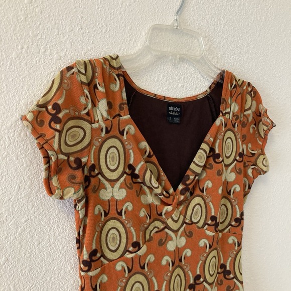 Nicole By Nicole Miller Womens Top Orange Brown Y2K Style Lined Chic Size Small - Picture 7 of 16